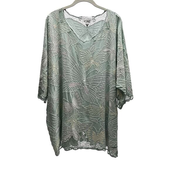 Light Green Embroidered Lacey 2 Piece Women’s Set Skirt And Blouse Plus Size 3X - Picture 2 of 15